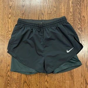 Nike black Dri-fit shorts with gray spandex shorts liner size small